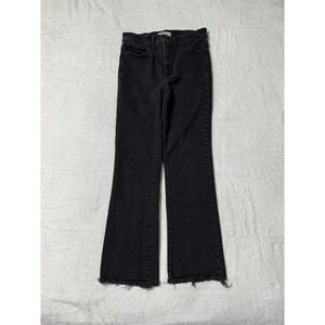 Madewell Jeans Cali Demi Boot Womens 28 Black Denim High Rise Fray Hem 28x25.5